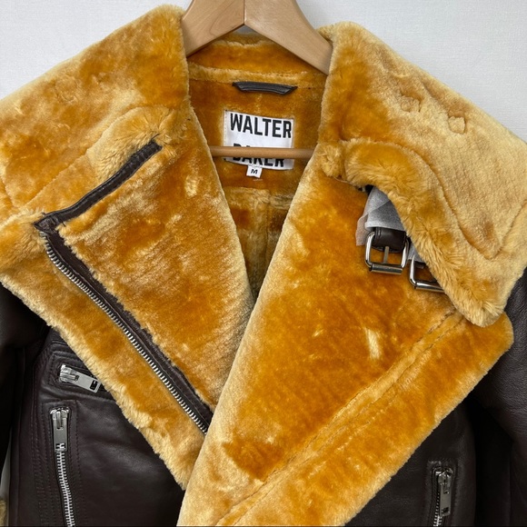 New Walter baker Eduardo faux fur trim leather jacket - Picture 4 of 16